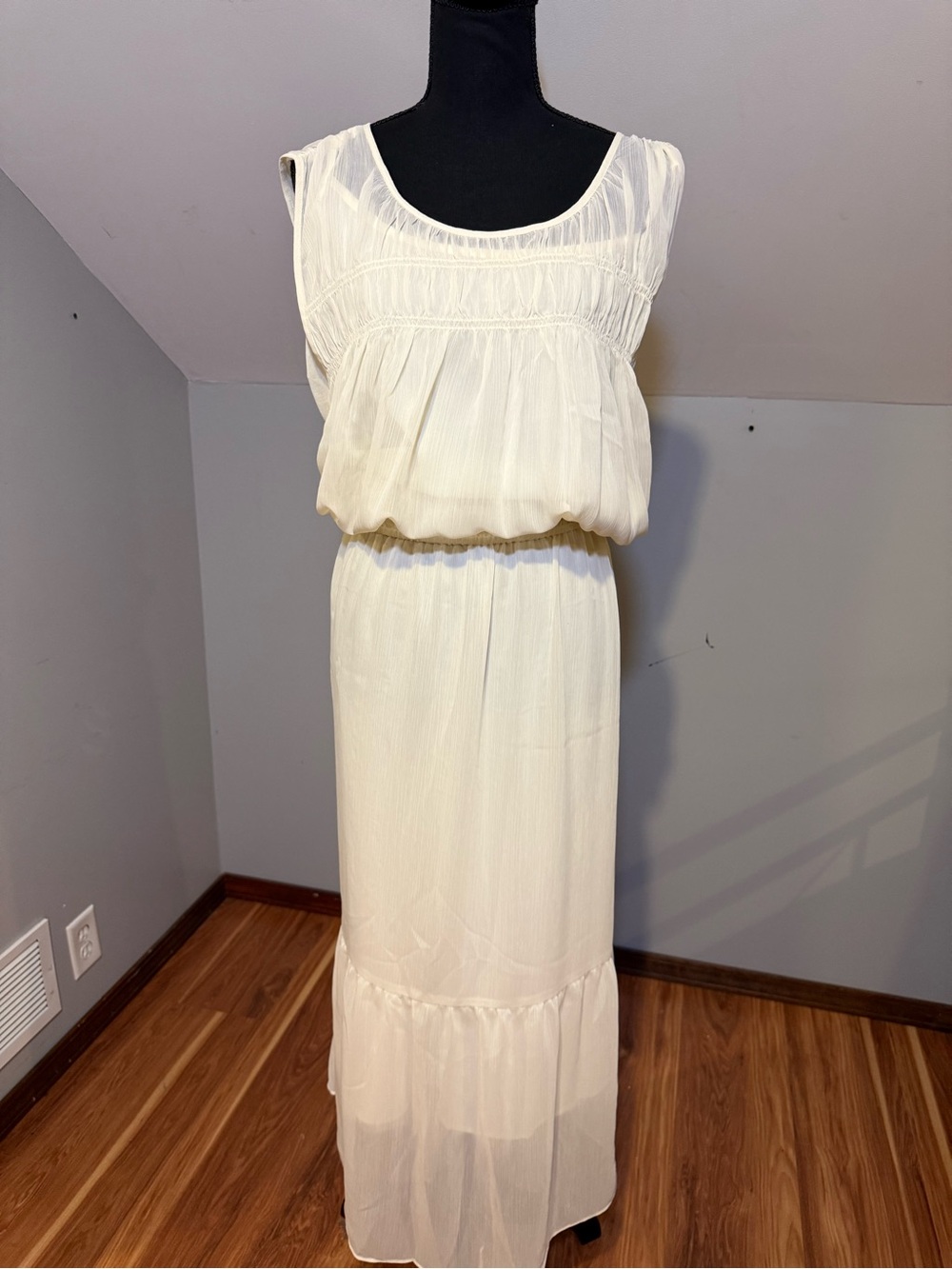 A New Day Cream Plus Size Sleeveless Sheer Maxi Dress